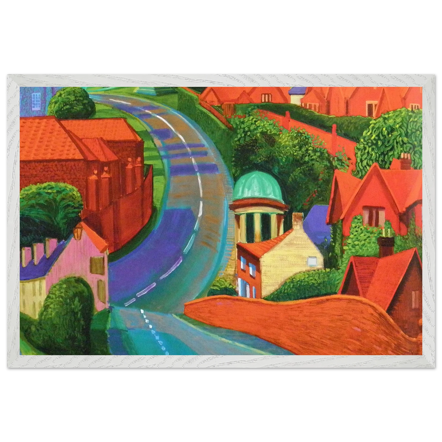 David Hockney - The Road to York Through Sledmere - A1 (59.4 x 84.1  cm) - Premium Wooden Framed Poster With Fine Art Paper-canvas - White frame