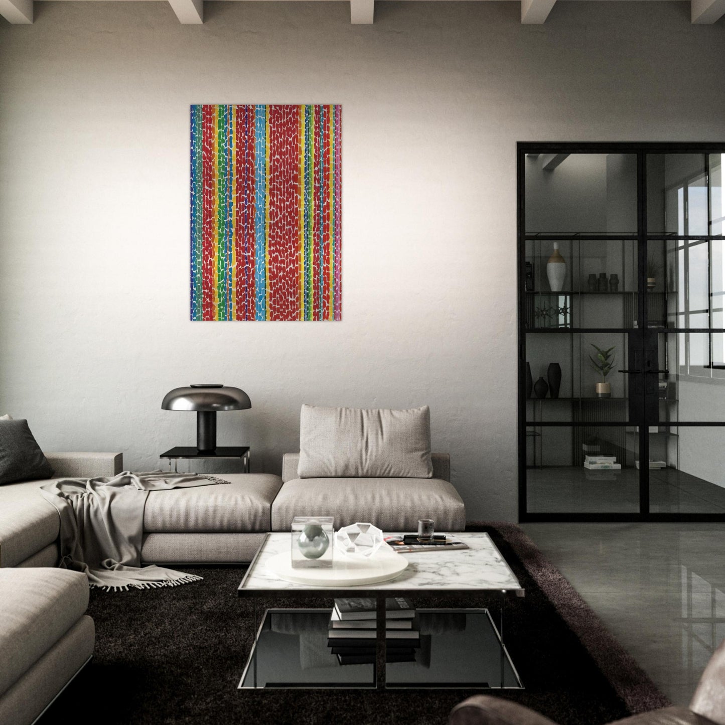 RED VIOLET NURSERY VIEWED FROM ABOVE 1970 - Alma Woodsey Thomas Brushed Aluminum Print - 70x100 cm / 28x40 inches | Alma Woodsey Thomas Aluminum Print | Alma Woodsey Thomas Prints