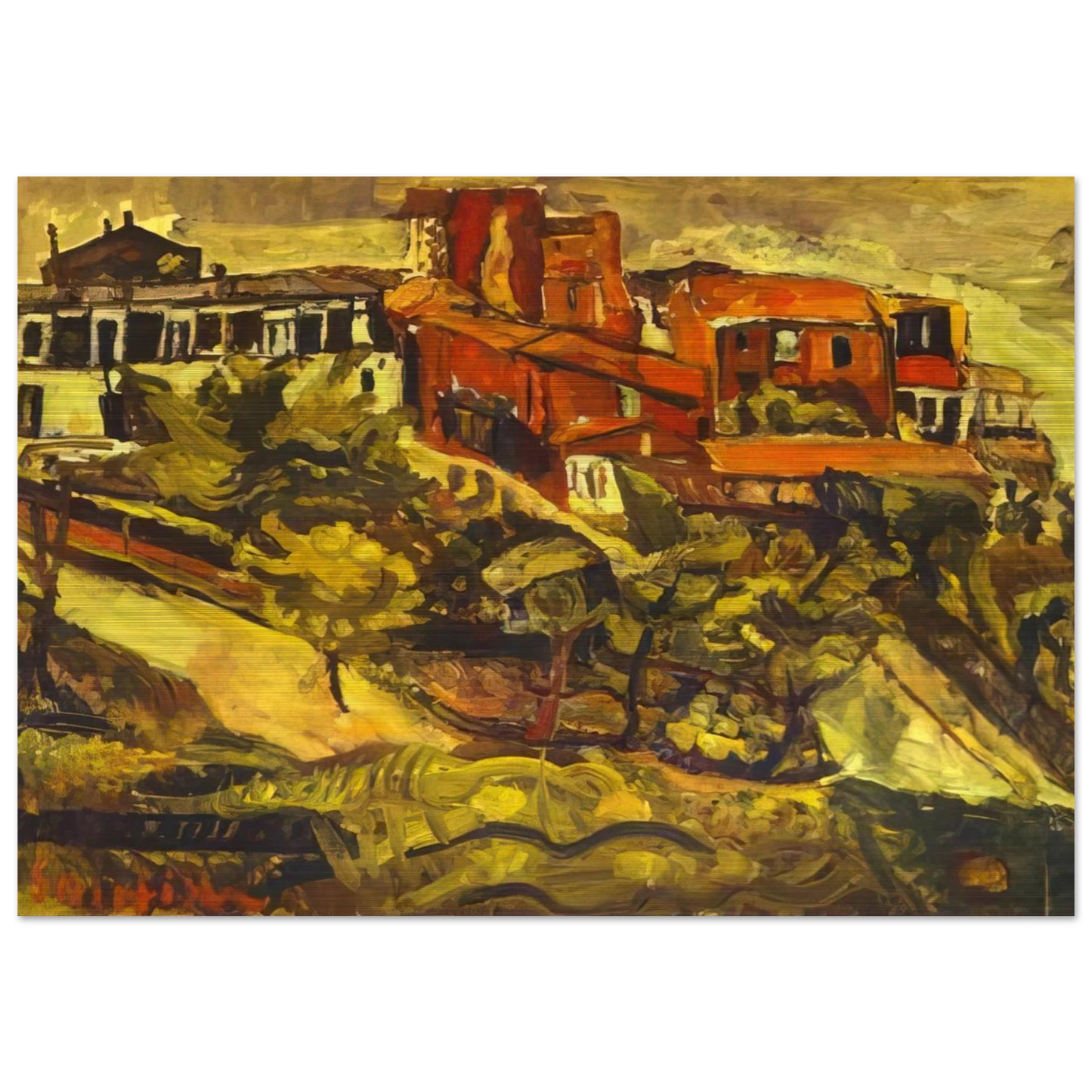 RED HOUSES - Chaim Soutine Brushed Aluminum Print - 70x100 cm / 28x40 inches | Chaim Soutine Aluminum Print | Chaim Soutine Prints