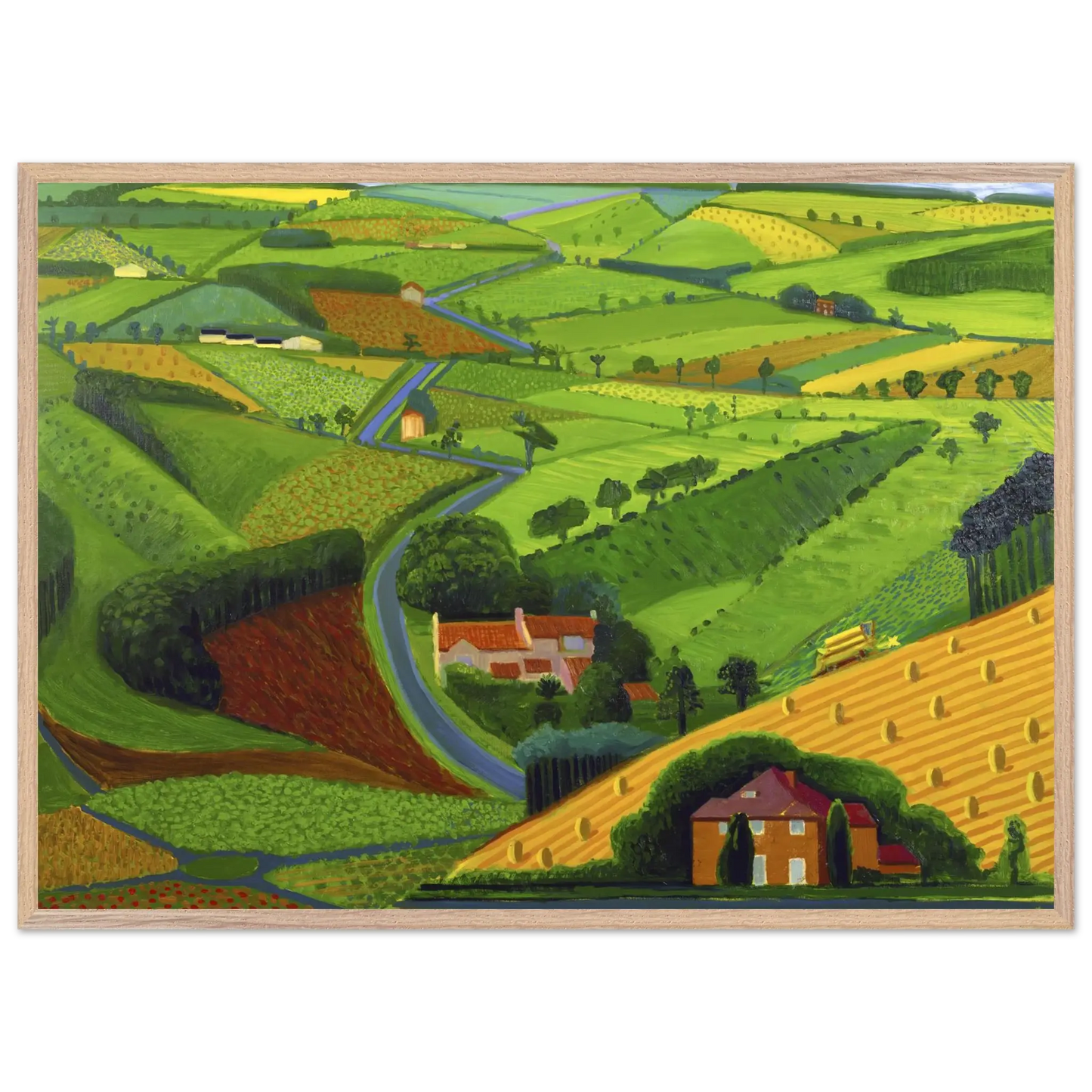 David Hockney - David Hockney Wall art - 28x43  cm / XL (11x17 Inches) - Premium Wooden Framed Poster With Fine Art Paper - White frame