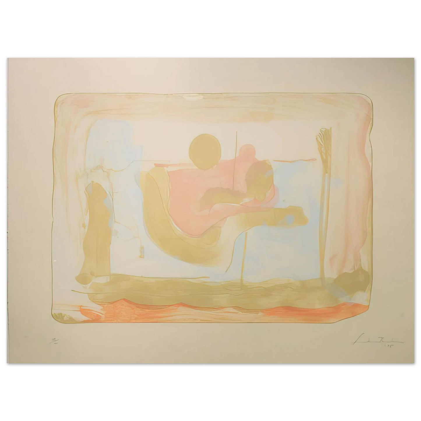 Helen Frankenthaler - Reflections I - 1995 Wall art - A3 (29.7 x 42  cm) - Premium Wooden Framed Poster With Fine Art Paper-canvas - Black frame