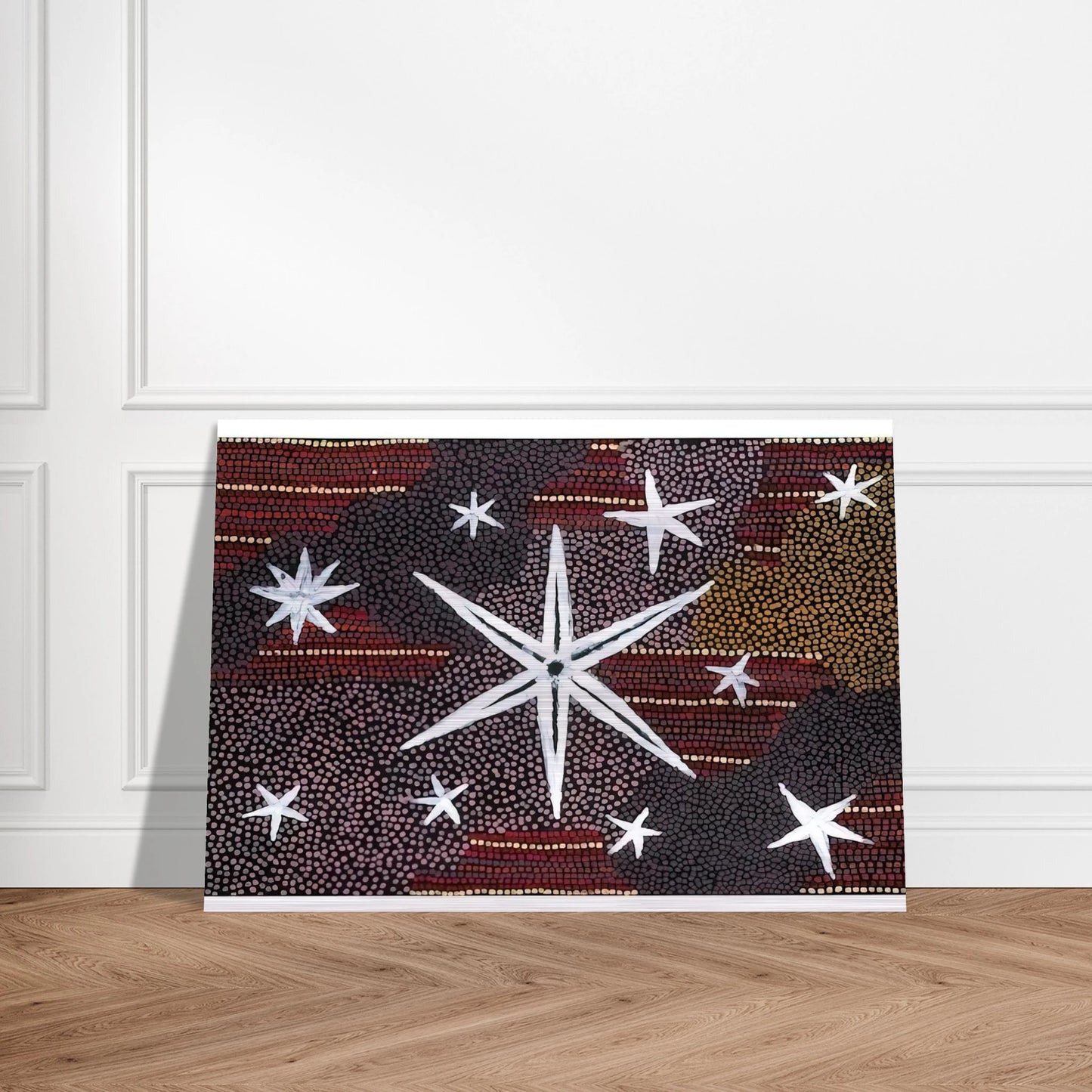 Rêve Etoile - 2001 - Clifford Possum Tjapaltjarri Brushed Aluminum Print - 70x100 cm / 28x40 inches | Clifford Possum Tjapaltjarri Aluminum Print | Clifford Possum Tjapaltjarri Prints