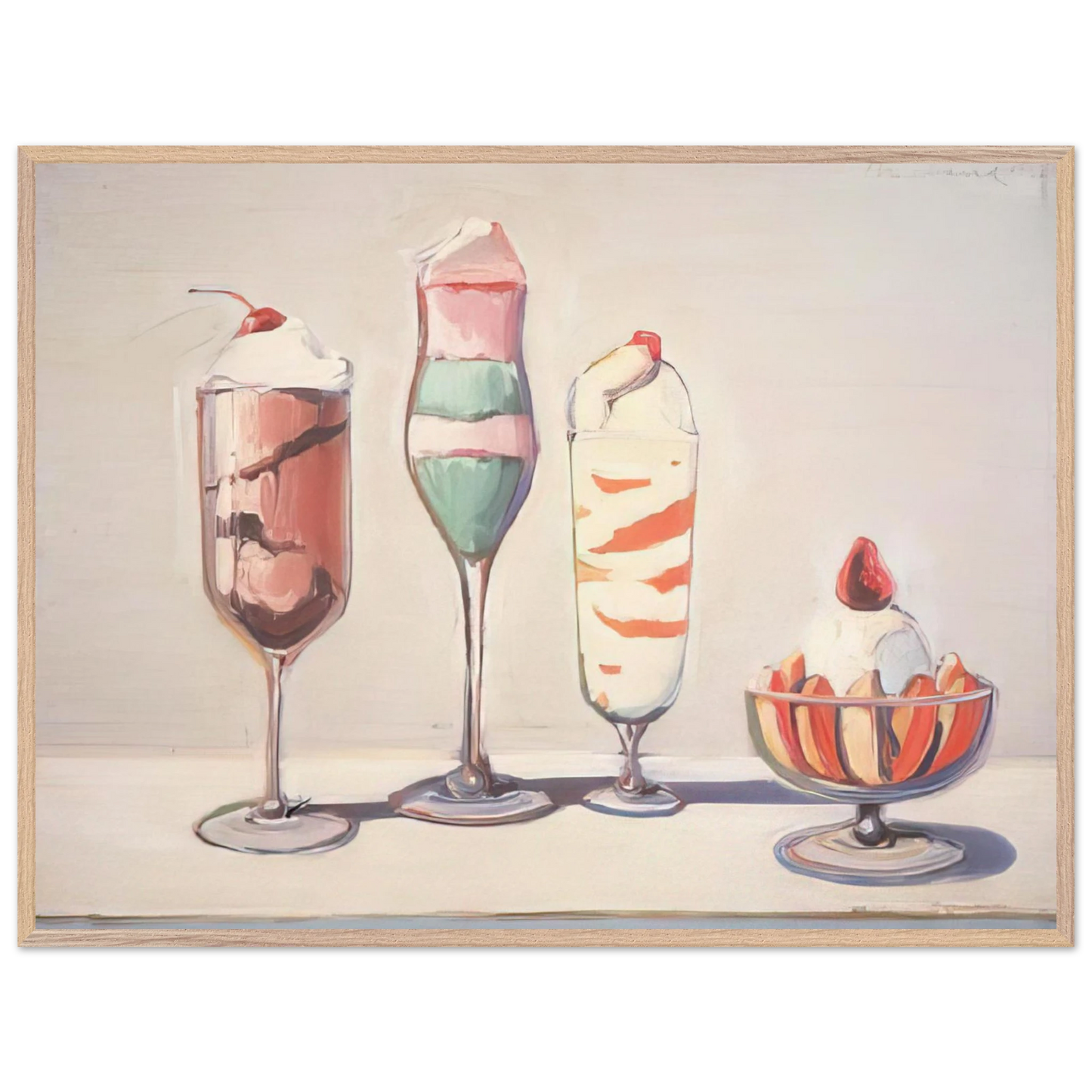Wayne Thiebaud - Four Sundaes - Pop Art Wall Art - 60x80 cm / 24x32 inches - Fine Art Poster-canvas - -