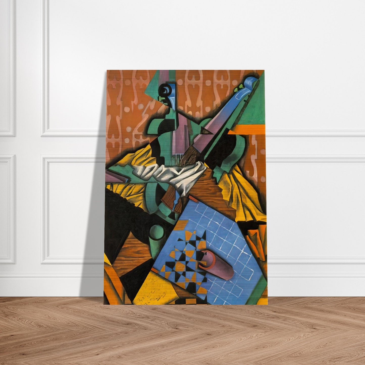 PHOTOGRAPH OF VIOLIN AND CHECKERBOARD 1913 - Juan Gris Brushed Aluminum Print - 70x100 cm / 28x40 inches | Juan Gris Aluminum Print | Juan Gris Prints