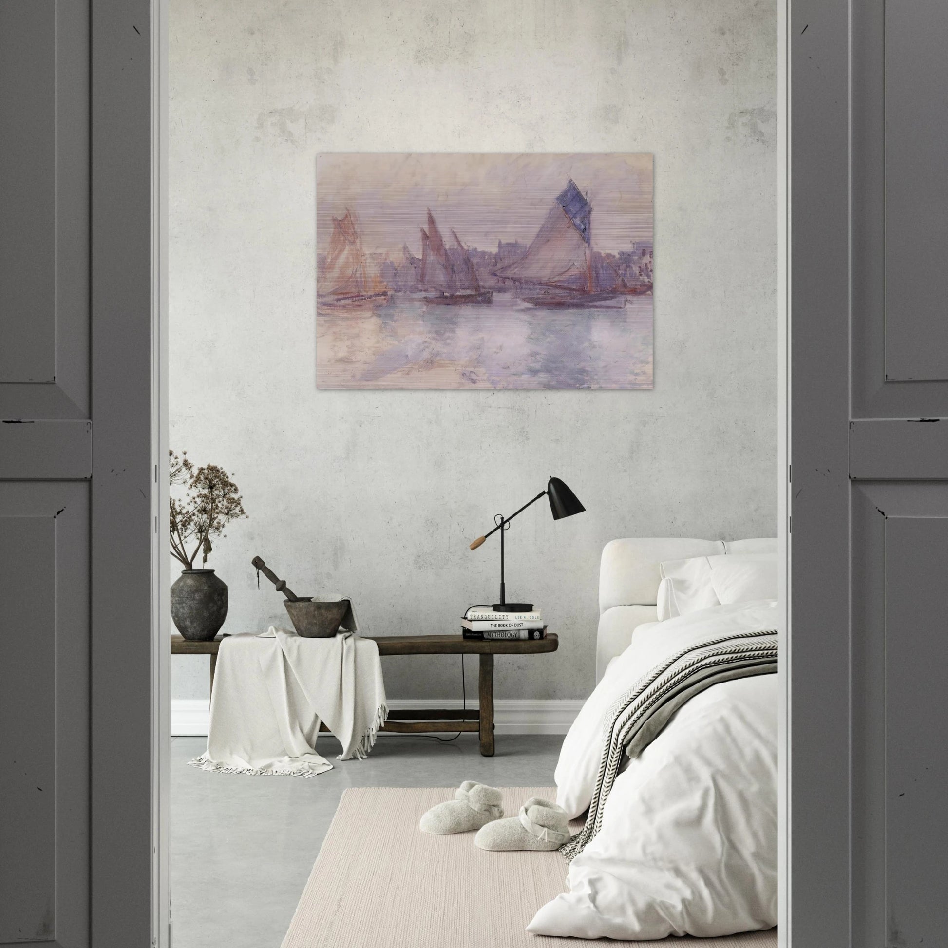 Boats in the Port of Le Havre - claude monet Brushed Aluminum Print - 70x100 cm / 28x40 inches | claude monet Aluminum Print | claude monet Prints