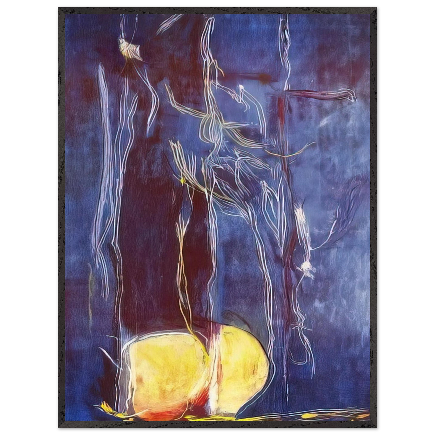 Helen Frankenthaler - All About Blue - 1994 Wall art - 45x60 cm / 18x24 inches - Premium Wooden Framed Poster With Fine Art Paper-canvas - White frame