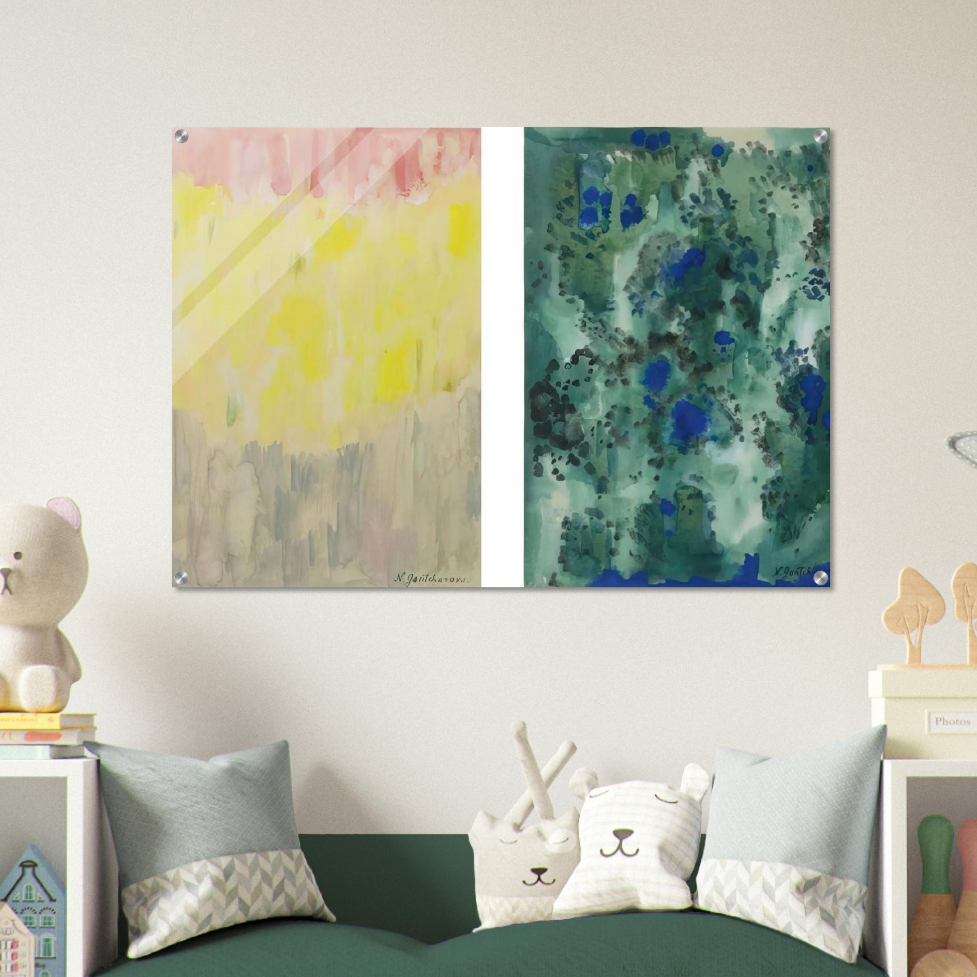 Harmony in Blue and Green. Abstract Composition - Abstract Art - Natalia Goncharova Acrylic Print - 70x100 cm / 28x40″ inches