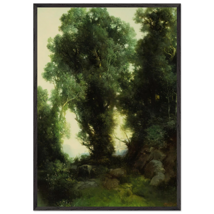 The Bathing Hole - Thomas Moran 70x100 cm / 28x40 inches Framed Art Print – Black Wooden Frame