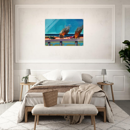 Longo Crash - 1982 - Carlos Almaraz Acrylic Print - 70x100 cm / 28x40″ inches | Carlos Almaraz Wall Art | Carlos Almaraz Prints