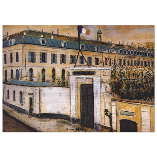 MILITARY HOSPITAL - Maurice Utrillo Brushed Aluminum Print - 70x100 cm / 28x40 inches | Maurice Utrillo Aluminum Print | Maurice Utrillo Prints