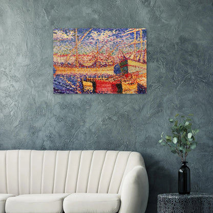 Boats in the Port of St. Tropez - Henri-Edmond Cross Brushed Aluminum Print - 70x100 cm / 28x40 inches | Henri-Edmond Cross Aluminum Print | Henri-Edmond Cross Prints