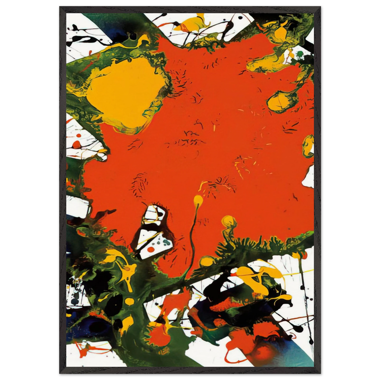 Untitled  SFP94-127  SFF 1797  - Sam Francis 70x100 cm / 28x40 inches Framed Art Print – Black Wooden Frame