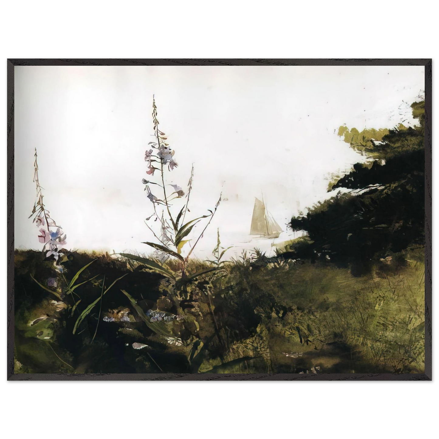 Andrew Wyeth - UNDER SAIL Wall Art - 30x40 cm / 12x16 inches - Premium Wooden Framed Poster With Fine Art Paper-canvas - Black frame