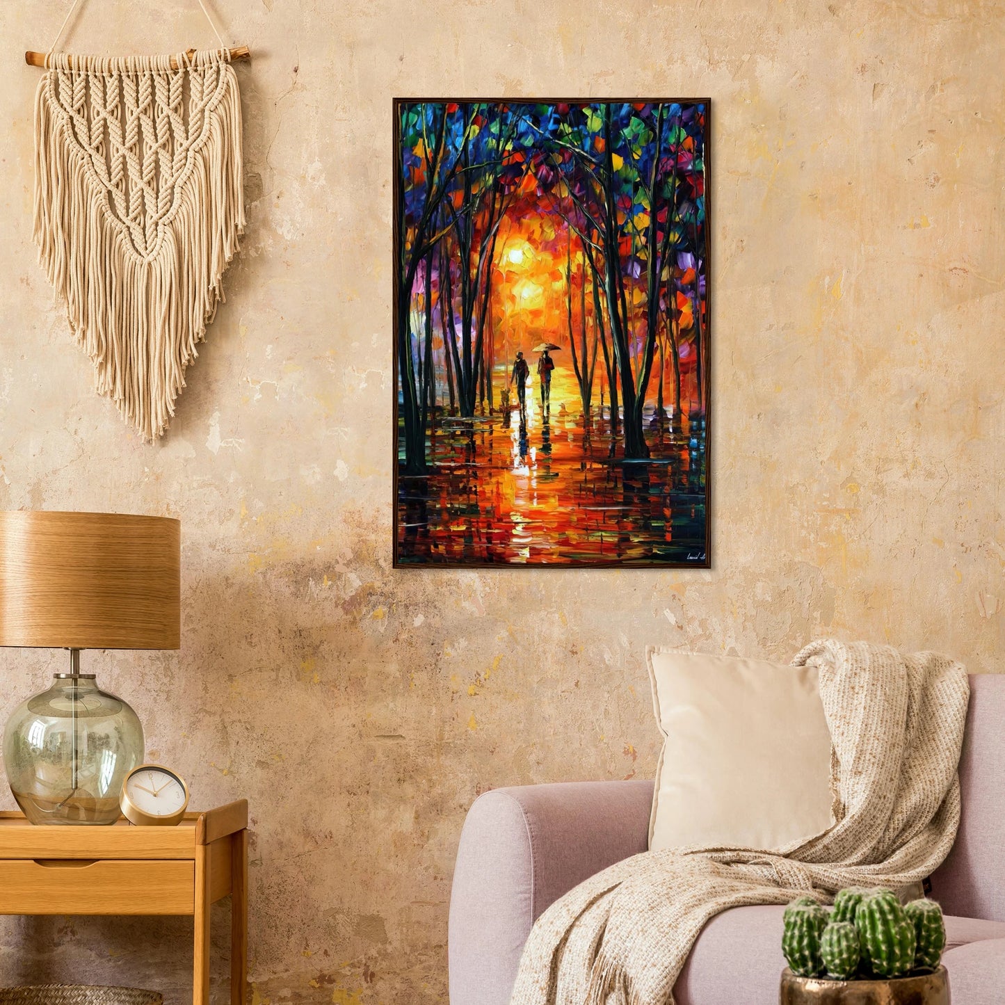 Leonid Afremov Wooden Framed Print - 24x32 inches / 60x80 cm - White frame-canvas