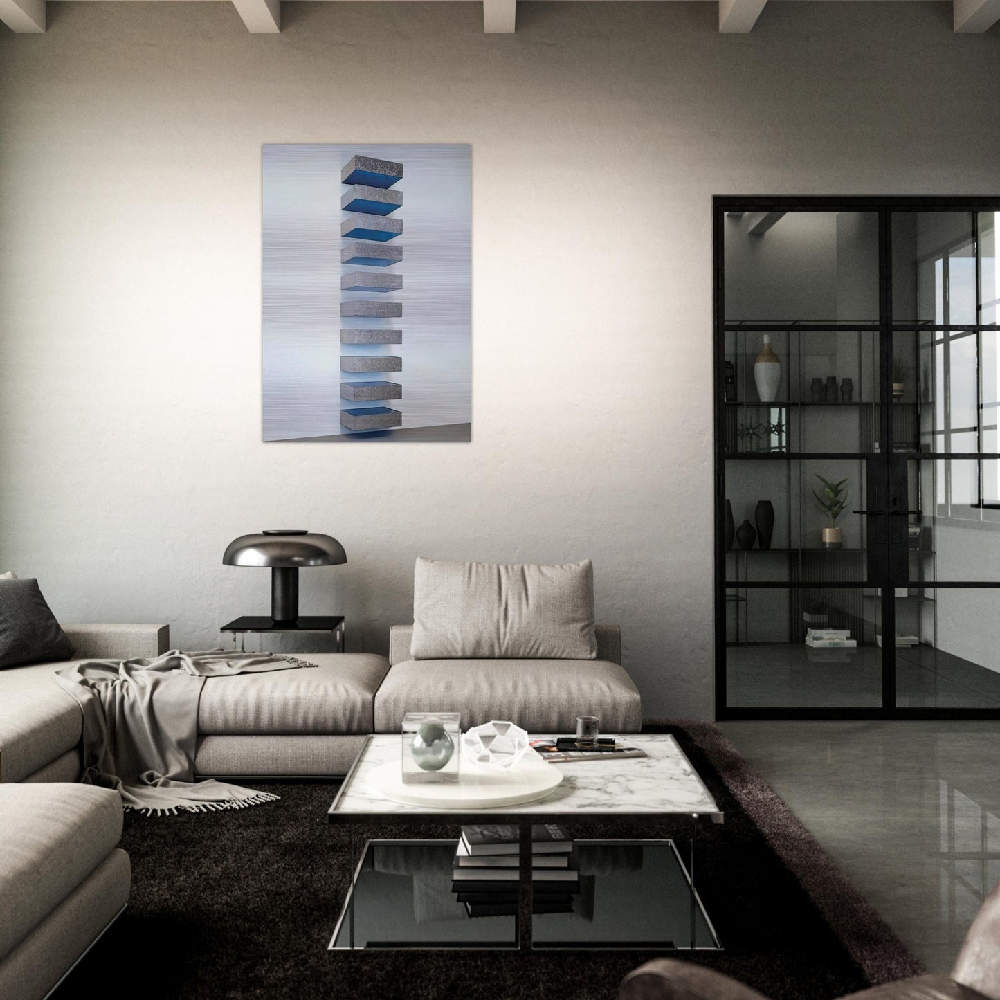 Untitled 77-41 Bernstein - 1977 - Donald Judd Brushed Aluminum Print - 70x100 cm / 28x40 inches | Donald Judd Aluminum Print | Donald Judd Prints