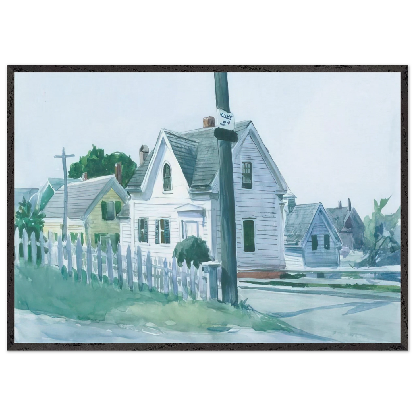 White House with Dormer Window - Edward Hopper 70x100 cm / 28x40 inches Framed Art Print – Black Wooden Frame