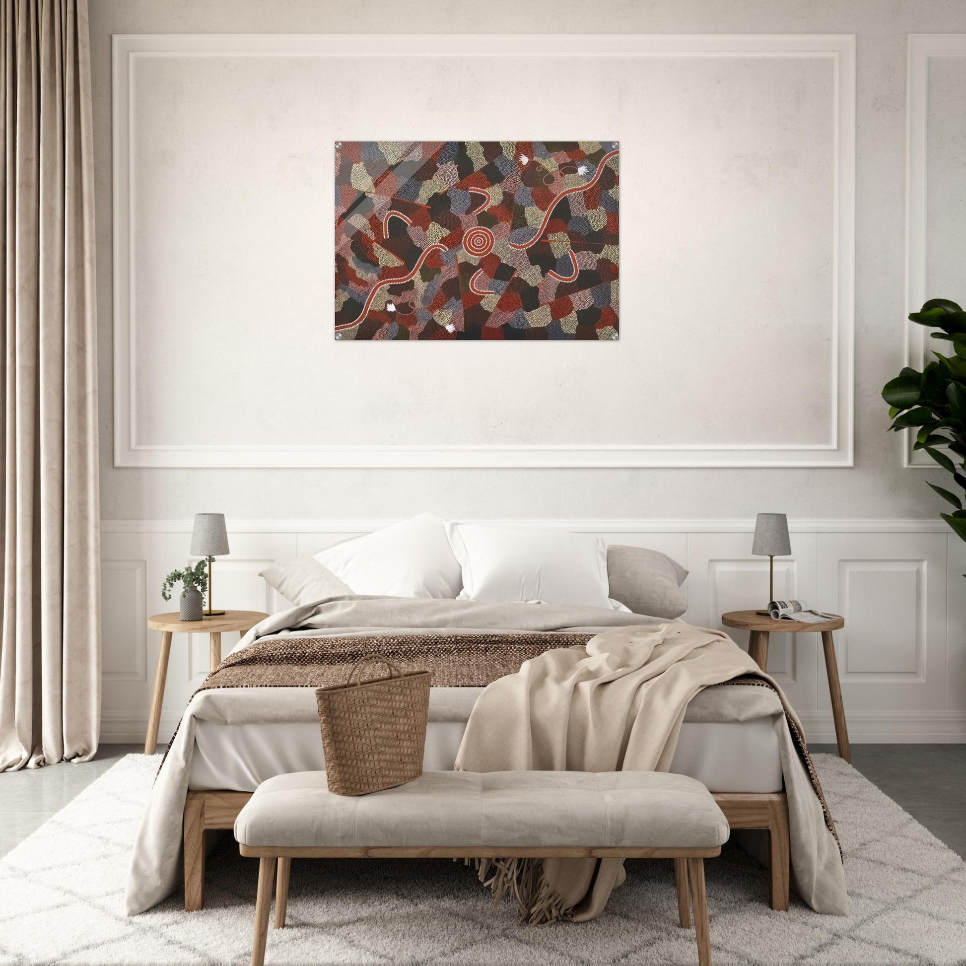 Family Dreaming - Native Art - Clifford Possum Tjapaltjarri Acrylic Print - 70x100 cm / 28x40″ inches