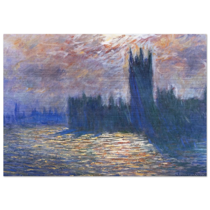 Parliament, Reflections on the Thames - claude monet Brushed Aluminum Print - 70x100 cm / 28x40 inches | claude monet Aluminum Print | claude monet Prints