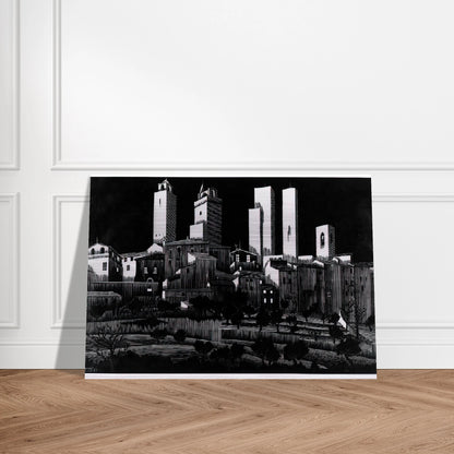 SAN GIMIGNANO - MC Escher Brushed Aluminum Print - 70x100 cm / 28x40 inches | MC Escher Aluminum Print | MC Escher Prints