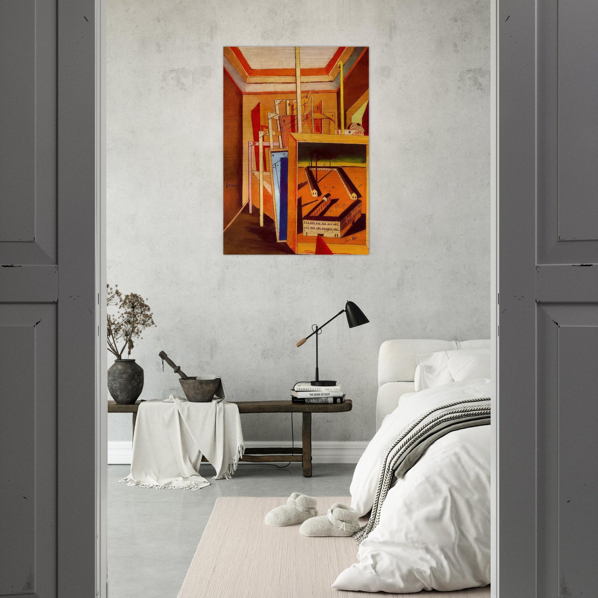 METAPHYSICAL INTERIOR OF STUDIO 1948 - Giorgio de Chirico Brushed Aluminum Print - 70x100 cm / 28x40 inches | Giorgio de Chirico Aluminum Print | Giorgio de Chirico Prints