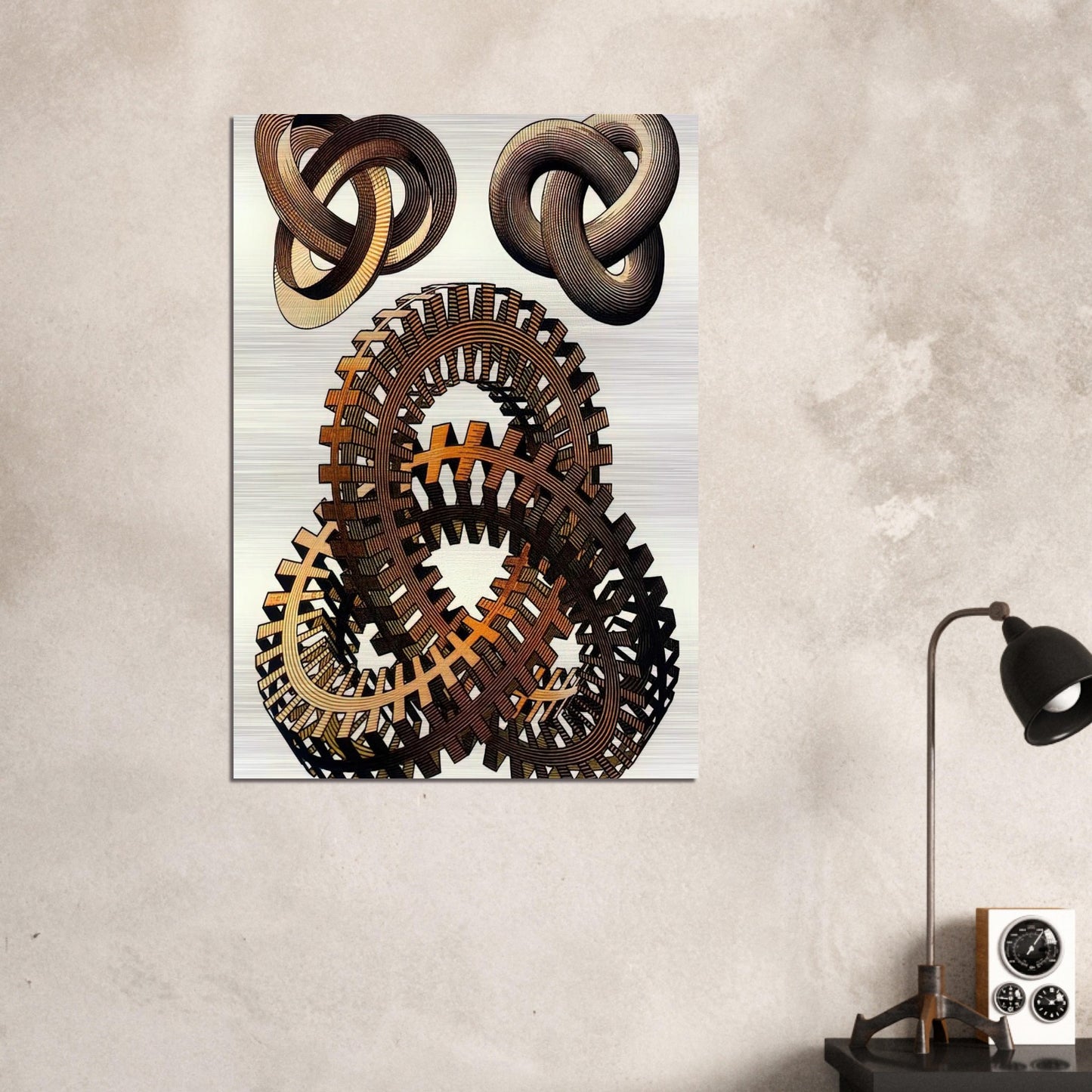 KNOTS COLOUR - MC Escher Brushed Aluminum Print - 70x100 cm / 28x40 inches | MC Escher Aluminum Print | MC Escher Prints