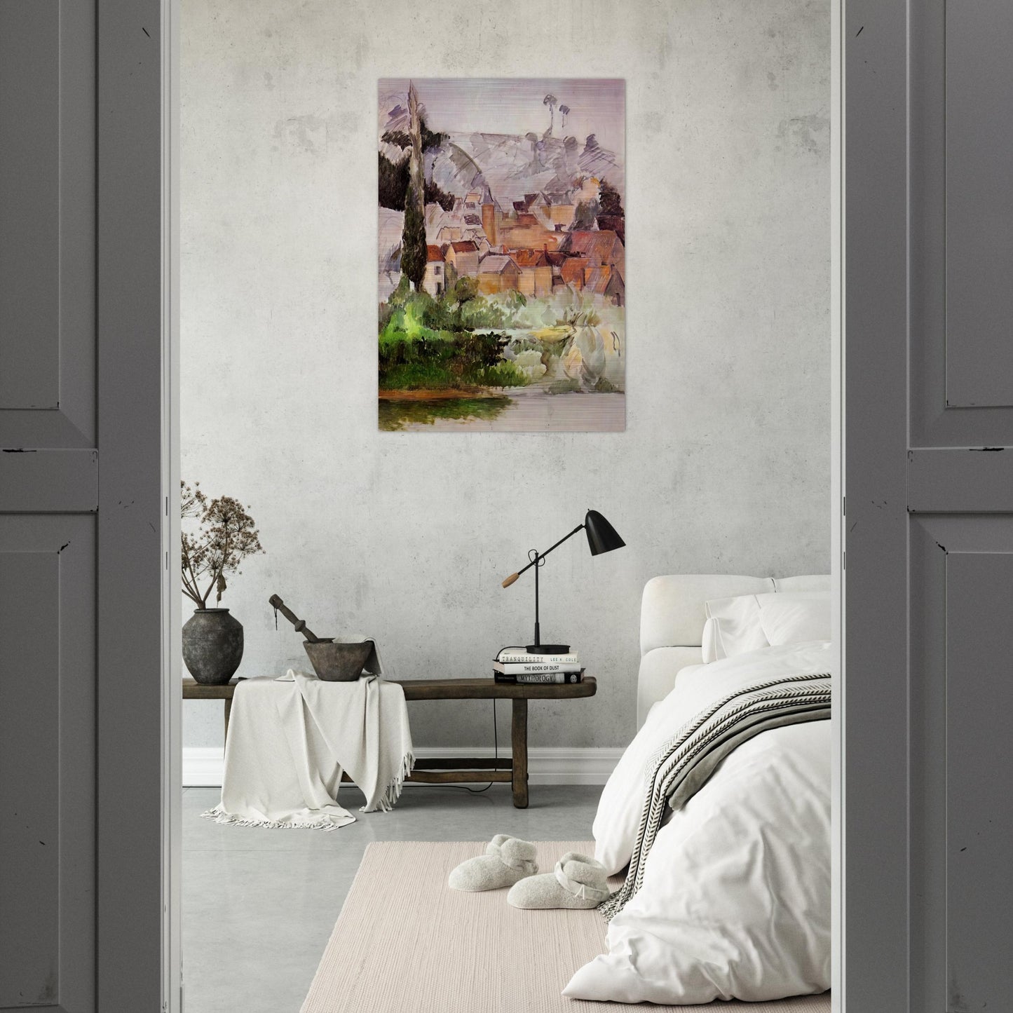 Medan Chateau and Village - Paul Cézanne Brushed Aluminum Print - 70x100 cm / 28x40 inches | Paul Cézanne Aluminum Print | Paul Cézanne Prints