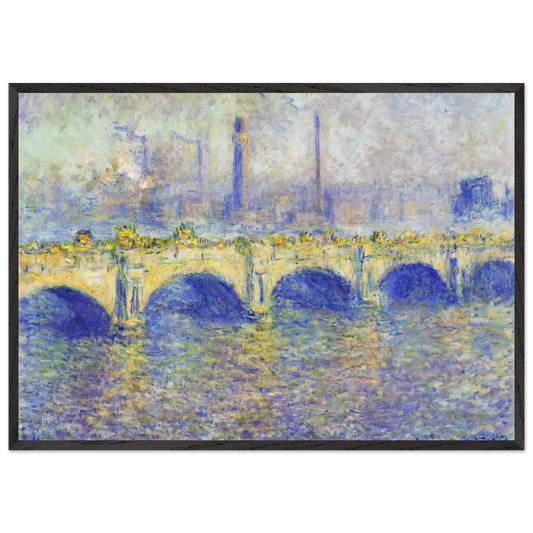 Waterloo Bridge Effect of the Sun - claude monet 70x100 cm / 28x40 inches Framed Art Print – Black Wooden Frame