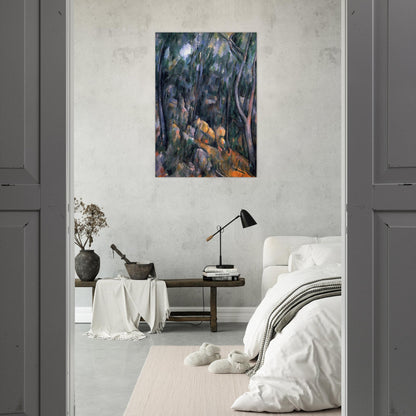 Forest near the rocky caves above the Chateau Noir - Paul Cézanne Brushed Aluminum Print - 70x100 cm / 28x40 inches | Paul Cézanne Aluminum Print | Paul Cézanne Prints