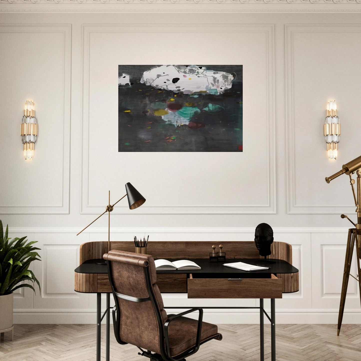 Fishes - 1986 - Wu Guanzhong Brushed Aluminum Print - 70x100 cm / 28x40 inches | Wu Guanzhong Aluminum Print | Wu Guanzhong Prints