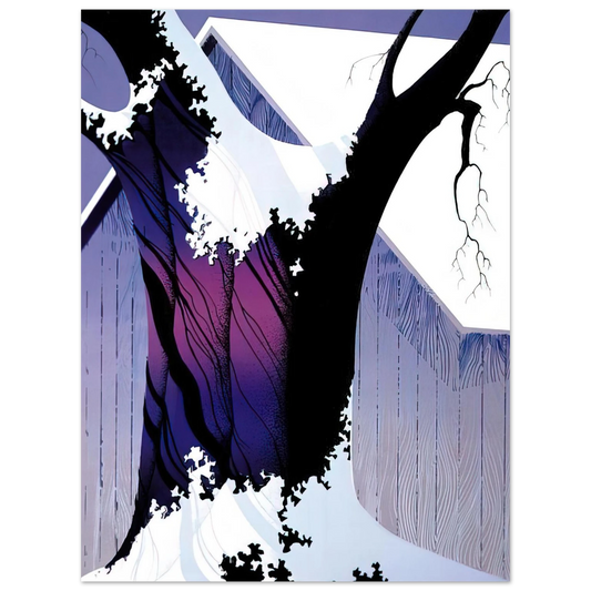 Eyvind Earle - Violet Tree and Barn  75x100 cm / 30x40inches Fine Art Poster