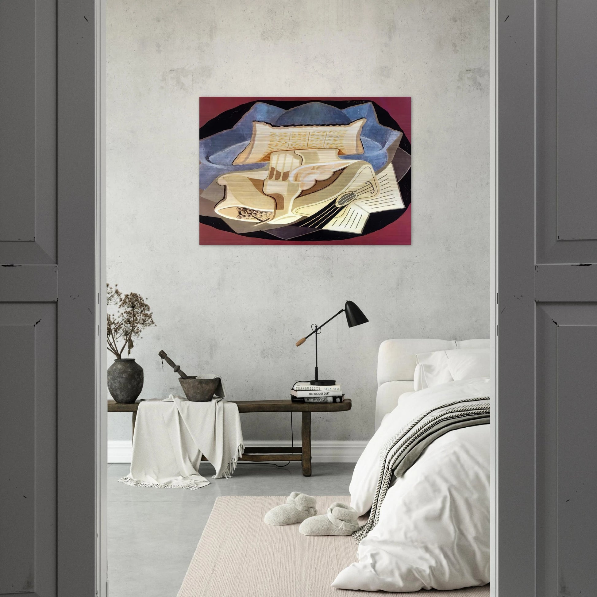 THE BLUE CLOTH 1925 - Juan Gris Brushed Aluminum Print - 70x100 cm / 28x40 inches | Juan Gris Aluminum Print | Juan Gris Prints