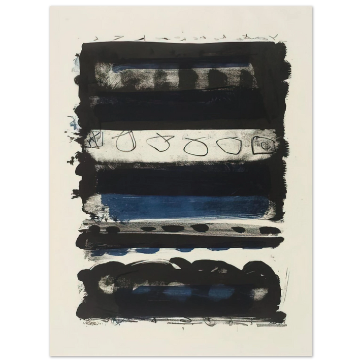 Patrick Heron - Black and Blue Stripes - 1958  75x100 cm / 30x40inches Fine Art Poster