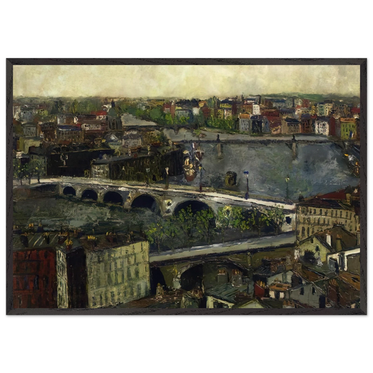 THE BRIDGES OF TOULOUSE - Maurice Utrillo 70x100 cm / 28x40 inches Framed Art Print – Black Wooden Frame