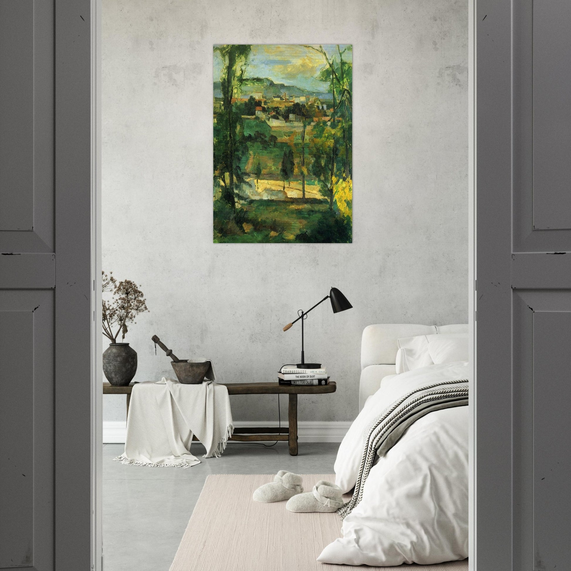 Village behind Trees - Paul Cézanne Brushed Aluminum Print - 70x100 cm / 28x40 inches | Paul Cézanne Aluminum Print | Paul Cézanne Prints