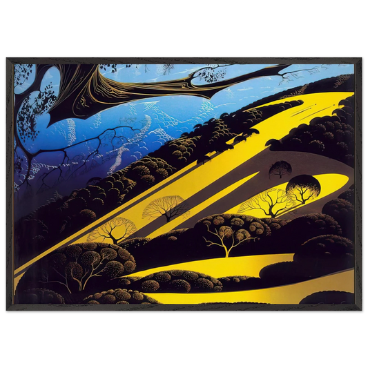 Gaviota Pass - Eyvind Earle 70x100 cm / 28x40 inches Framed Art Print – Black Wooden Frame