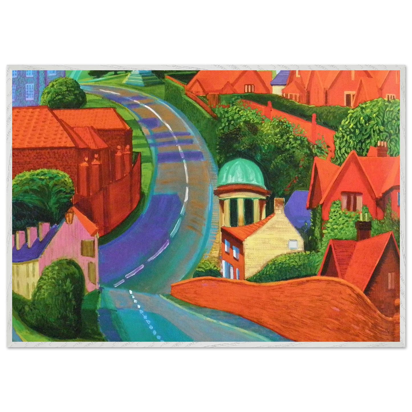 David Hockney - The Road to York Through Sledmere - A2 (42 x 59.4  cm) - Premium Wooden Framed Poster With Fine Art Paper-canvas - White frame