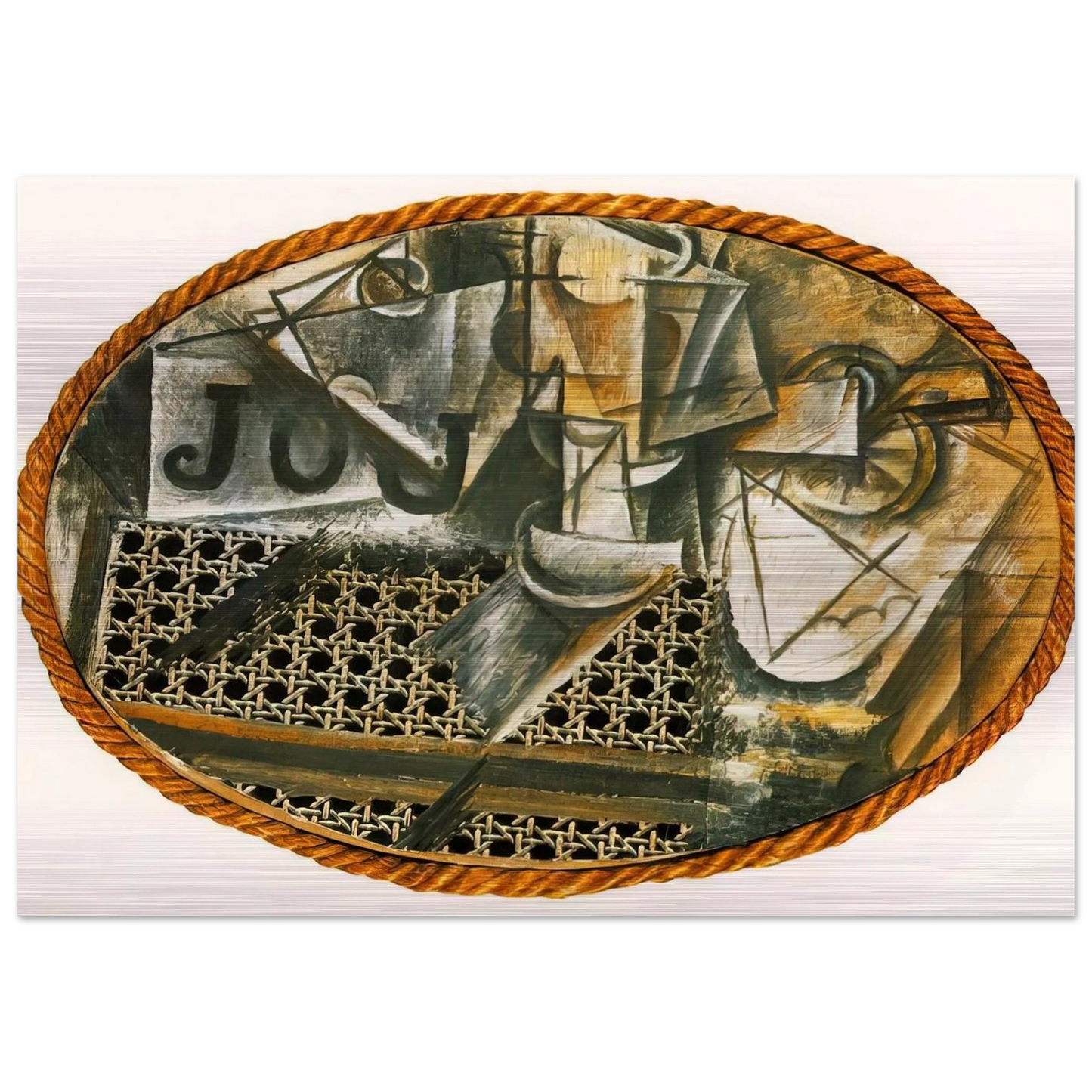 Still Life with Caned Chair - Pablo Picasso Brushed Aluminum Print - 70x100 cm / 28x40 inches | Pablo Picasso Aluminum Print | Pablo Picasso Prints