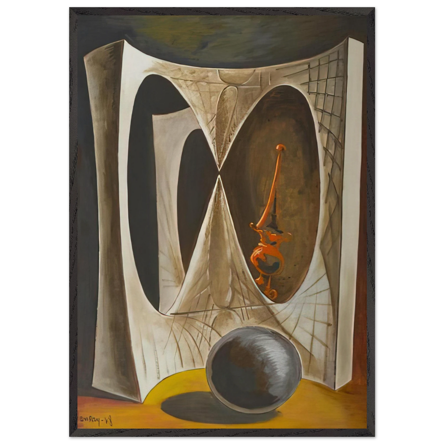 DIDEROT S HARPSICHORD OR THE MERCHANT OF VENICE - Man Ray 70x100 cm / 28x40 inches Framed Art Print – Black Wooden Frame