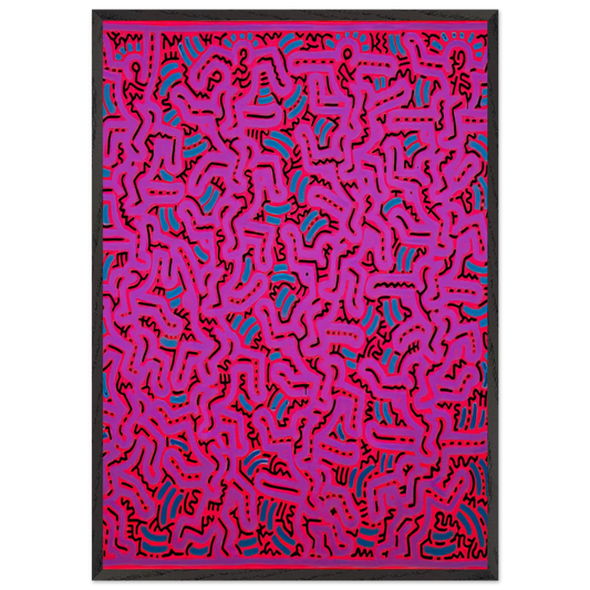 UNTITLED 1984 N1 - Keith Haring 70x100 cm / 28x40 inches Framed Art Print – Black Wooden Frame | Keith Haring Art For Sale