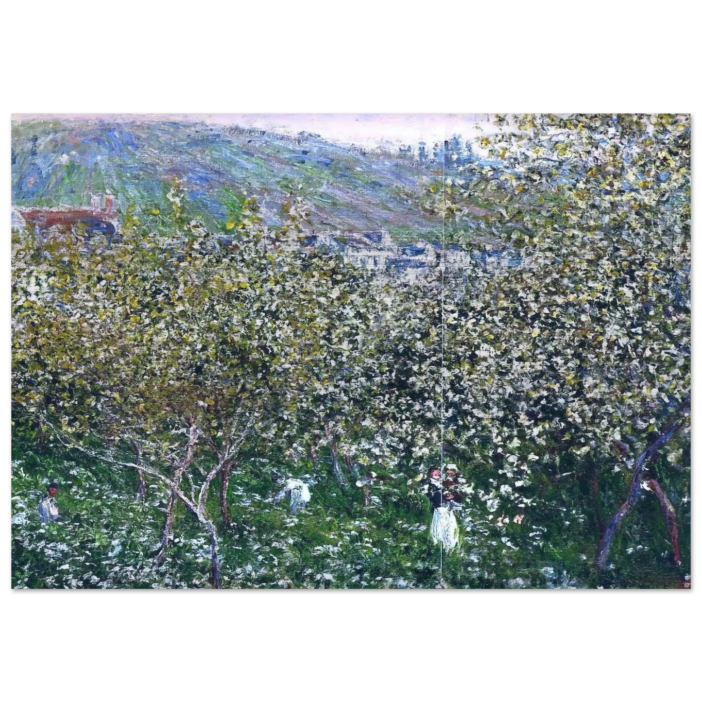 Vetheuil, Flowering Plum Trees - claude monet Brushed Aluminum Print - 70x100 cm / 28x40 inches | claude monet Aluminum Print | claude monet Prints