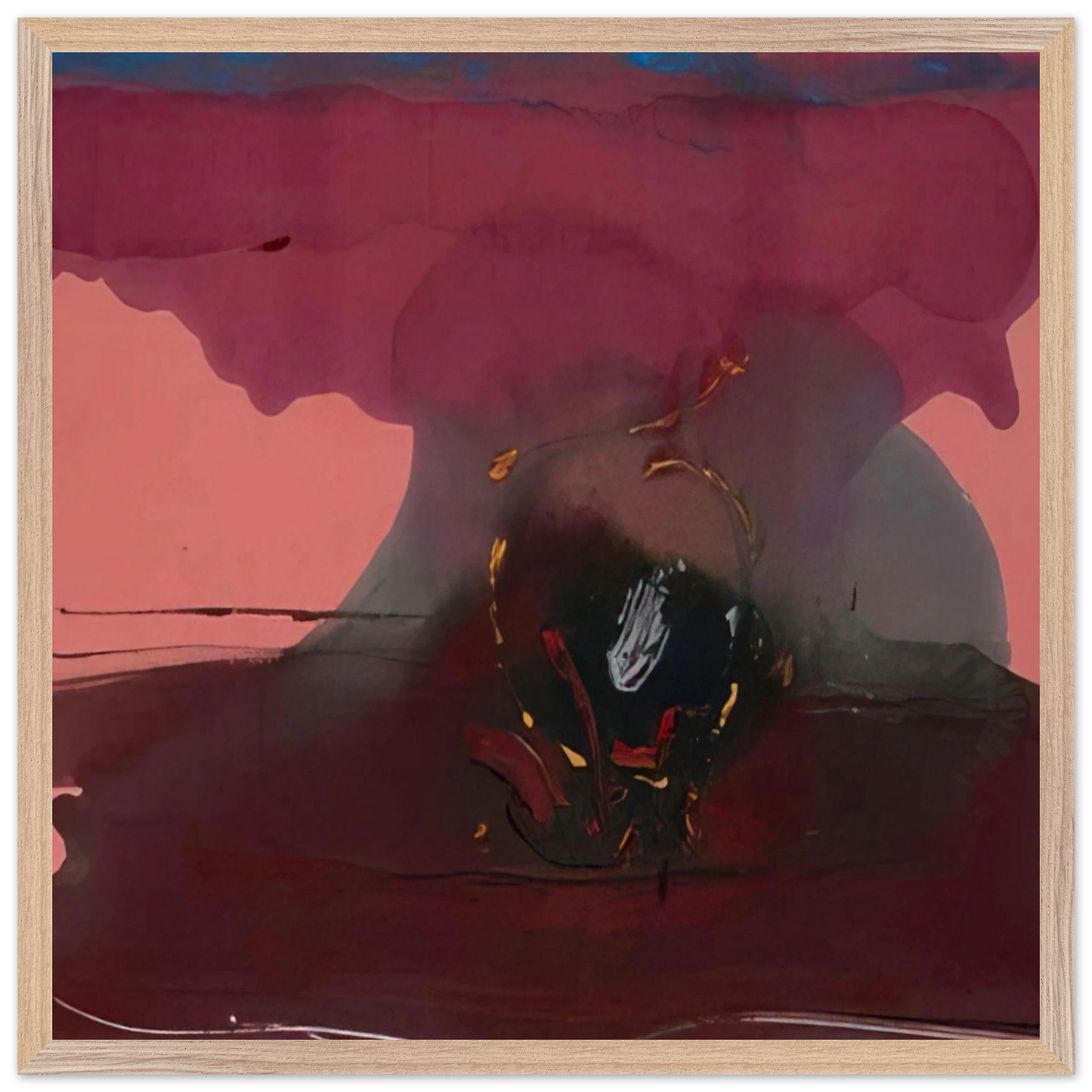 Helen Frankenthaler - Harbinger - 1986 Wall art - 50x50 cm / 20x20 inches - Premium Wooden Framed Poster With Fine Art Paper-canvas - White frame