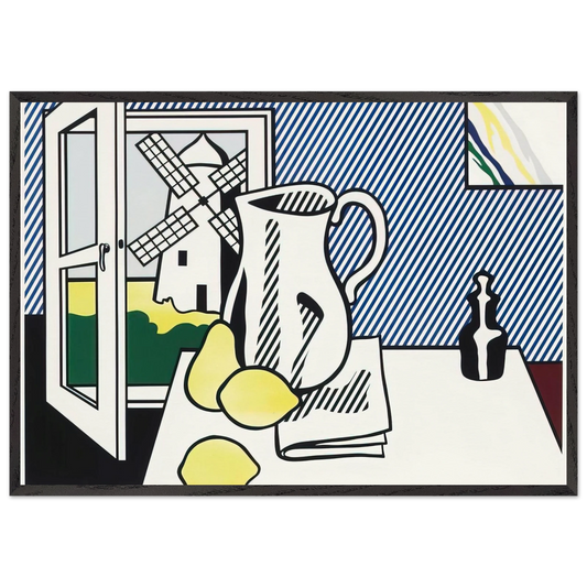 STILL LIFE WITH WINDMILL 1974 - Roy Lichtenstein 70x100 cm / 28x40 inches Framed Art Print – Black Wooden Frame