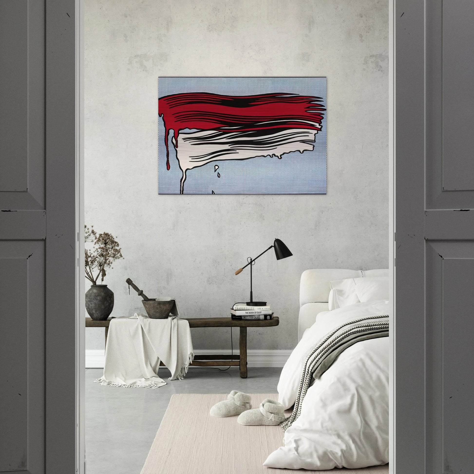 RED AND WHITE BRUSHSTROKES 1965 - Roy Lichtenstein Brushed Aluminum Print - 70x100 cm / 28x40 inches | Roy Lichtenstein Aluminum Print | Roy Lichtenstein Prints