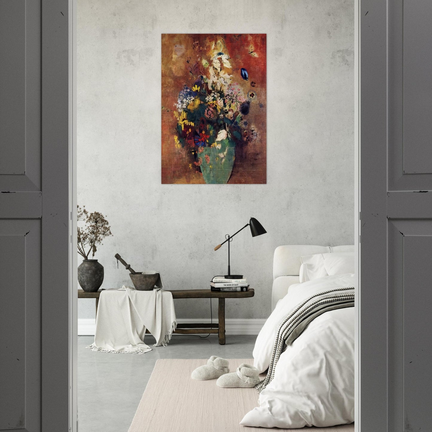 GREEN VASE - Odilon Redon Brushed Aluminum Print - 70x100 cm / 28x40 inches | Odilon Redon Aluminum Print | Odilon Redon Prints