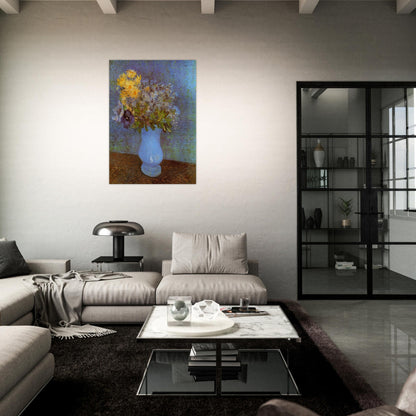 Vase with Lilacs, Daisies and Anemones - Vincent van Gogh Brushed Aluminum Print - 70x100 cm / 28x40 inches | Vincent van Gogh Aluminum Print | Vincent van Gogh Prints