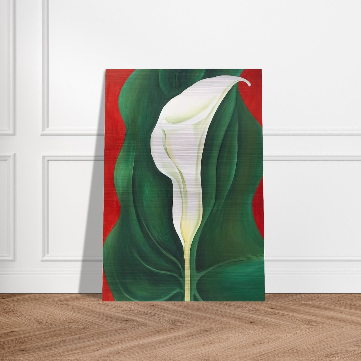 Single Calla Lily  Red  - Georgia O'Keeffe Brushed Aluminum Print - 70x100 cm / 28x40 inches | Georgia O'Keeffe Aluminum Print | Georgia O'Keeffe Prints