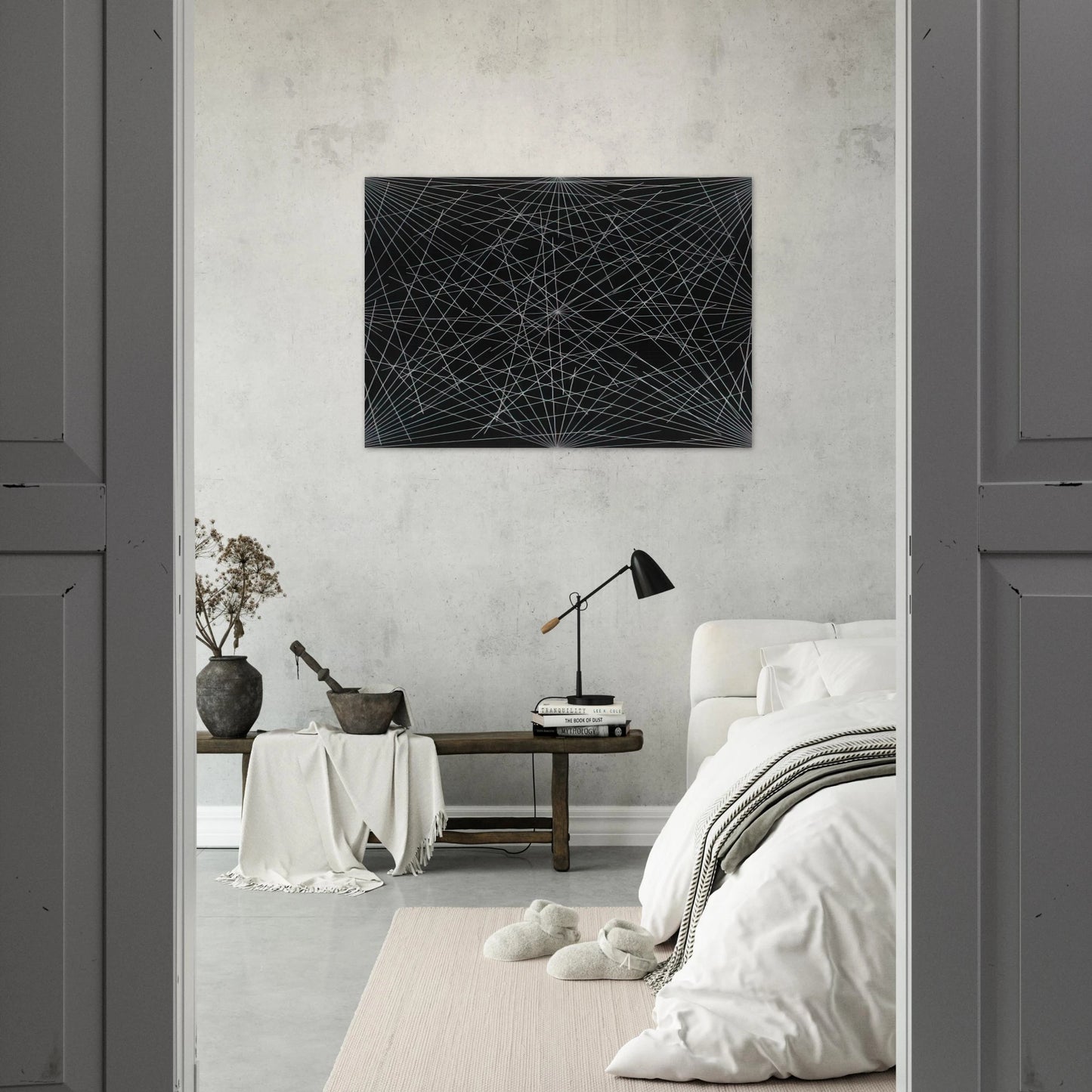 Lines From Corners, Sides  the Centre, to Points on a Grid - Sol LeWitt Brushed Aluminum Print - 70x100 cm / 28x40 inches | Sol LeWitt Aluminum Print | Sol LeWitt Prints