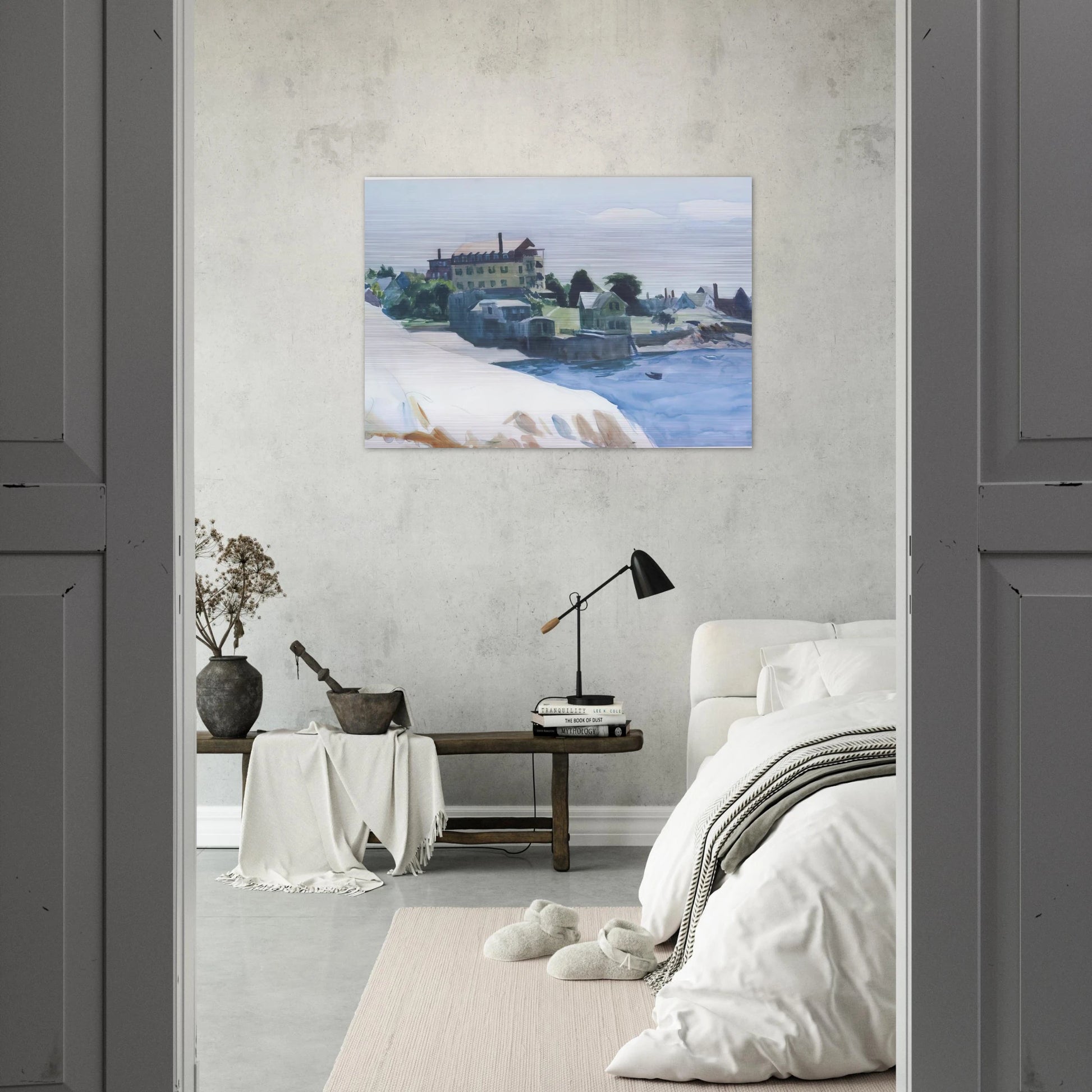 Small Town on Cove - Edward Hopper Brushed Aluminum Print - 70x100 cm / 28x40 inches | Edward Hopper Aluminum Print | Edward Hopper Prints