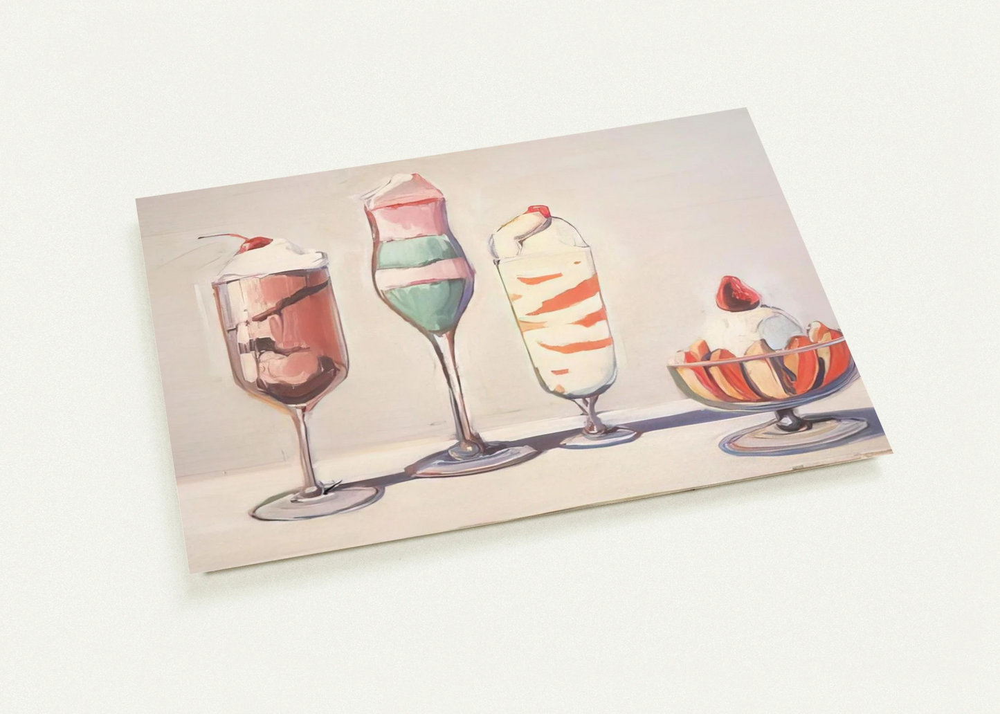 Four Sundaes - Pop Art By Wayne Thiebaud Pack of 10 Post Cards | Wayne Thiebaud Post Cards | A6 (10.5 x 14.8 cm) - 4.1 x 5.8 inches