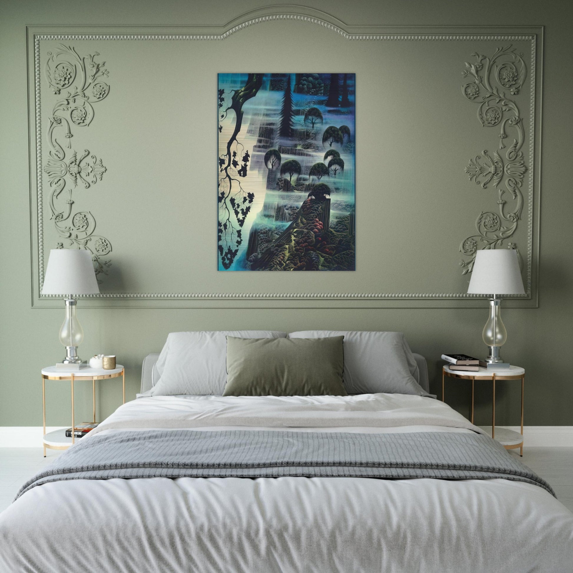 Surf Wind and Fog - Eyvind Earle Brushed Aluminum Print - 70x100 cm / 28x40 inches | Eyvind Earle Aluminum Print | Eyvind Earle Prints